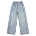 thumbnail image 6 of Kids Jeans for Girl Baggy Jeans Kids Relaxed Fit Wide Leg Denim Jeans with Pockets Girls Straight Leg Jeans Girls Fashion 8-9 Years, 6 of 7