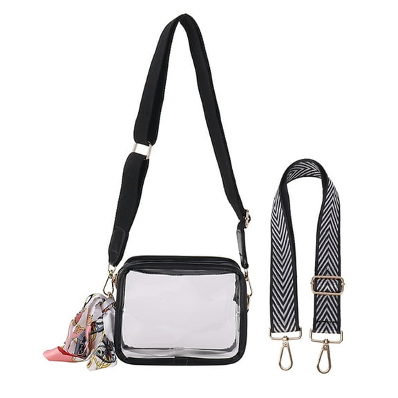 Clear Shoulder Bag Stylish PVC Handbag for Everyday Use Transparent Purse with Removable Patterned Strap