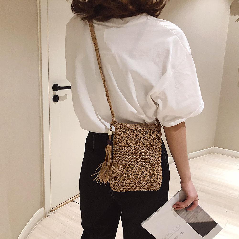 Woven satchel shoulder bag · Brown · Accessories