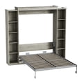 thumbnail image 6 of WIILAYOK Queen Size Murphy Bed Cabinet in Grey with 5-Tier Storage Shelves, Foldable Platform Bed Wall Cabinet Bedframe for Small Space, Bedroom, Guest Room, 6 of 11