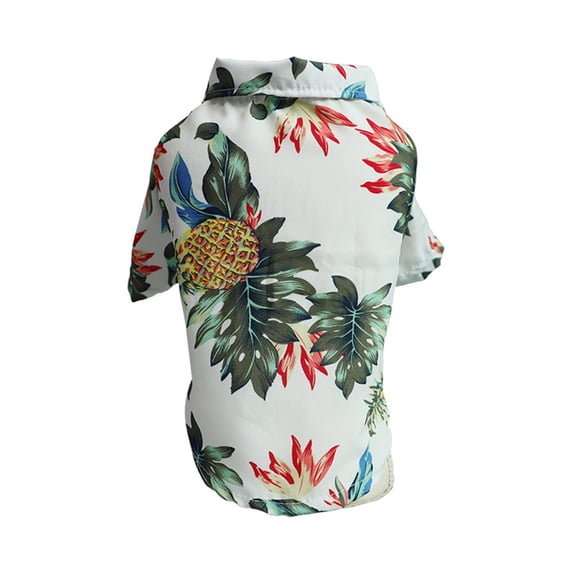 Hawaiian Pet Summer Shirt, Beige Xxl Size With Tropical Floral & Pineapple Prints, Breathable Lightweight Dog Apparel For Summer Parties, Daily Wear, Beach Trips