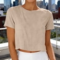 thumbnail image 5 of Ruimatai Women's Crew Neck Short Sleeve Cropped Top Casual Loose Fit Crop Tee for Daily Wear & Summer Outings, 5 of 8