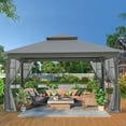 thumbnail image 2 of INTER HUT 13x11 Metal Patio Gazebo, Outdoor Gazebo Canopy Tent for Backyard with Mesh Privacy Curtains, 2 of 8
