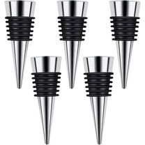 5 Pcs Wine Stoppers for Wine Bottles, Stainless Steel Wine Bottle Stopper, Reusable Wine Saver for Kitchen Bar Wedding, Keep Wine Fresh
