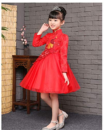 Face Dream Girls Chinese Cheongsam Tutu Dresses Retro Embroidery Princess Dresses 3-12T