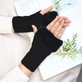 thumbnail image 2 of Guantes suaves de otoño jinwen para mujer Guantes sin dedos a prueba de viento Negro Guantes cálidos sin dedos, 2 of 7