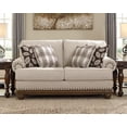 thumbnail image 3 of Signature Design by Ashley Harleson Modern Farmhouse Loveseat with Nailhead Trim and 4 Accent Pillows, Beige Brown Loveseat, 3 of 10