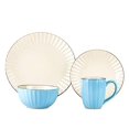 thumbnail image 2 of HomeVss, Osita Strip Stoneware 16pc Dinnerware Set, Blue, 2 of 4