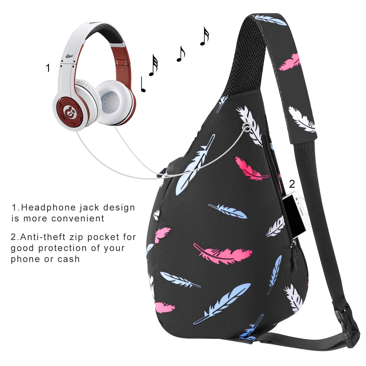 Sling Backpack- Rope Bag Crossbody Backpack Travel Multipurpose Unisex Daypack