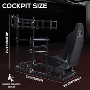 Supllueer 3060 Aluminum Racing Simulator Cockpit with Seat & Triple TV Stand Fits Logitech Thrustmaster for Fanatec and Moza