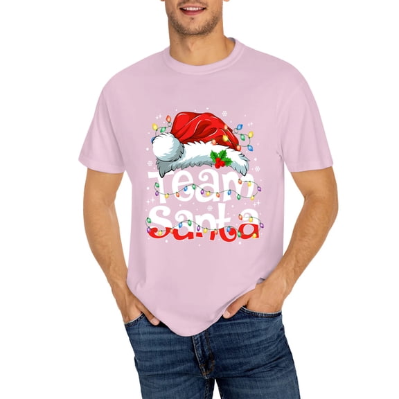 Christmas Tee Team Santa Claus Christmas Family Matching Pajama Funny Xmas T-Shirt, OdeJous Pink Small