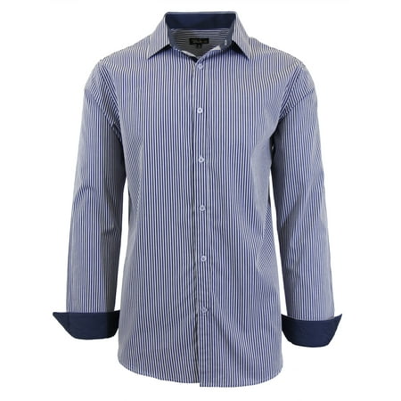GBH Mens Long Sleeve Slim Fit Pinstripe Dress Shirts GBH Mens Long Sleeve Slim Fit Pinstripe Dress Shirts