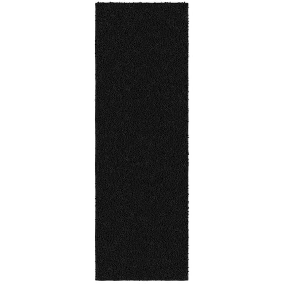 Ottomanson Comfort Non-Slip Rubberback Solid 2x5 Soft Indoor Runner Rug, 20" x 59", Black