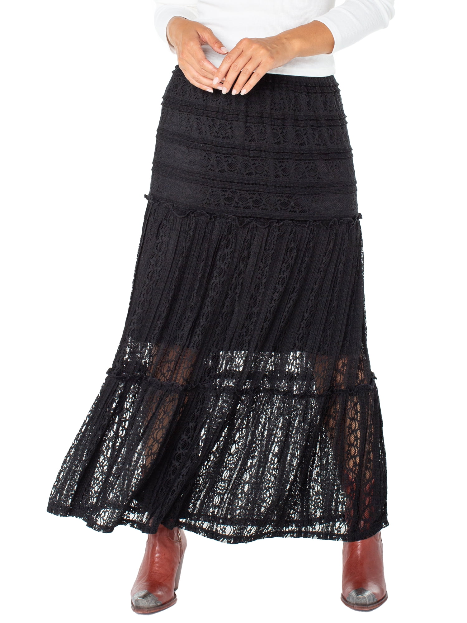 Celebrity Pink Women's Lace Tiered Maxi Skirt, Sizes XS-XXXL