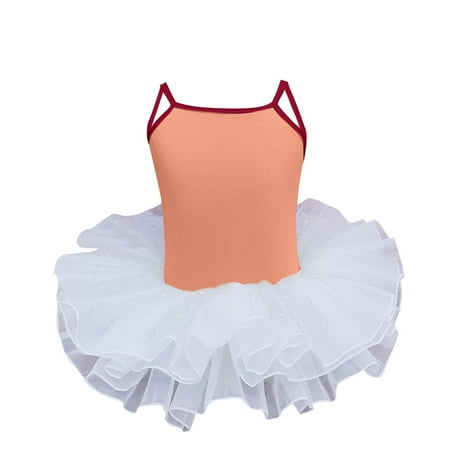 ZACPNCV Toddler Girls Ballet Skirted Leotards Strap Tutu Dress Party for Dance Orange 4-5 Years