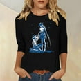 thumbnail image 2 of Jsaierl Women's 3/4 Sleeve Tops Summer Crew Neck Shirts Cute Graphic Petite Blouses Going Out Loose Fit Tunic Top S-2XL, 2 of 5