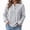 Gray, variant on Women Ribbed Knit Henley Top Sevevn Henley Neck Three Button Relaxed Fit Ribbed Knit Fabric Drop Shoulder Long Sleeve Ribbed Cuffs Curved Hem For Daily Wear