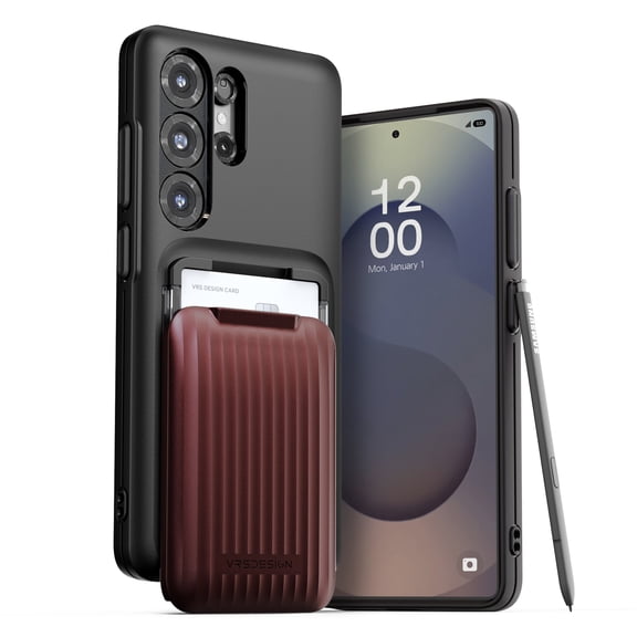 VRS DESIGN Orb Fit Case for Galaxy S25 Ultra (2025), Slim Card Wallet Case [3 Cards] Minimalist and Sleek Design Durable Cover Compatible with Samsung Galaxy S25 Ultra (Metallic Red)