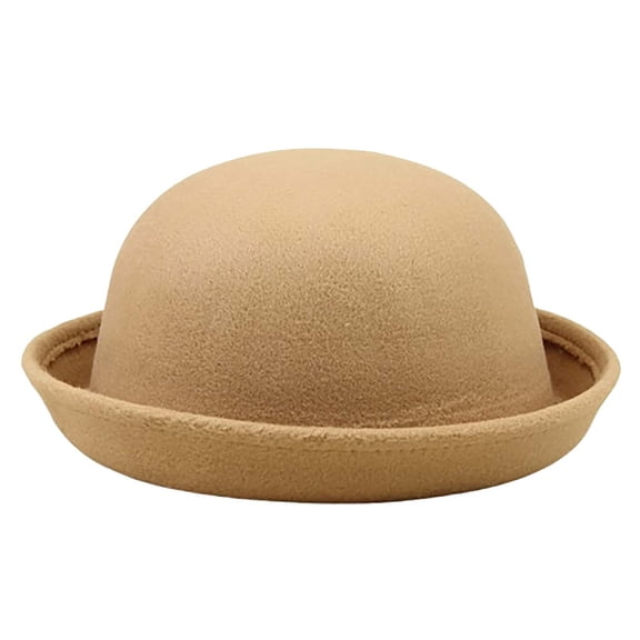 Faux Wool Rolled Brim Dome Hat Classic Dress Costume Hat for Men Women Autumn Winter Party Performance