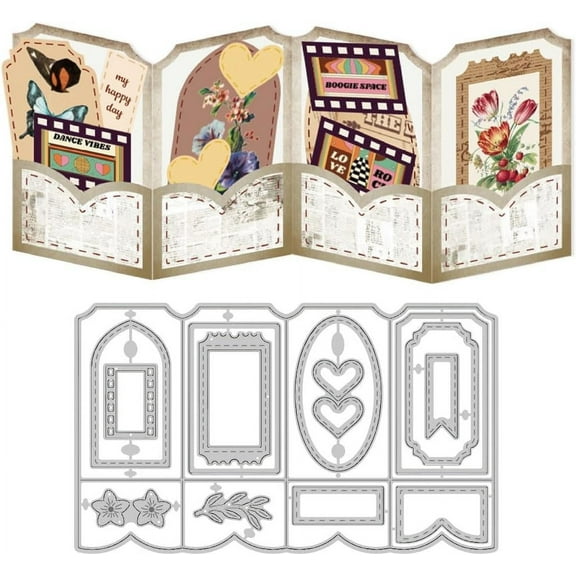 Folding Greeting Card Cutting Dies Card Making Die Cut Label Carbon Steel Die Cuts Stencils Blessing Card Scrapbooking Embossing Template Dies for DIY Birthday Craft Album Gift Decor