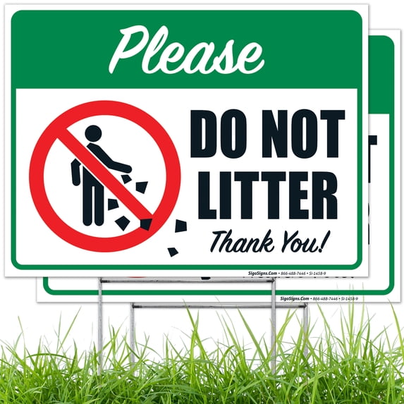Please Do Not Litter Thank You With Graphic Sign,