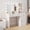 White without Stool, variant on QinaQin Dressing Table with a Mirror, Led Lights, and a Charging Station, a Bedroom Dressing Table with Drawers, Cabinets, Compartments, and Shelves