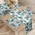 thumbnail image 2 of Ambesonne Geometric Table Runner & Placemats, Argyle Style Vintage Art, Placemat 4 pcs + Runner 14"x90", Tan Seafoam and Teal, 2 of 2