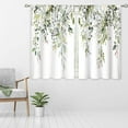 thumbnail image 3 of 2Pcs Eucalyptus Botanical Leaves Floral Kitchen Window Curtains Over Sink Boho Farmhouse Flower Leaf Small Window Treatment Sage Green Cafe Short Curtains for Bathroom, 3 of 5