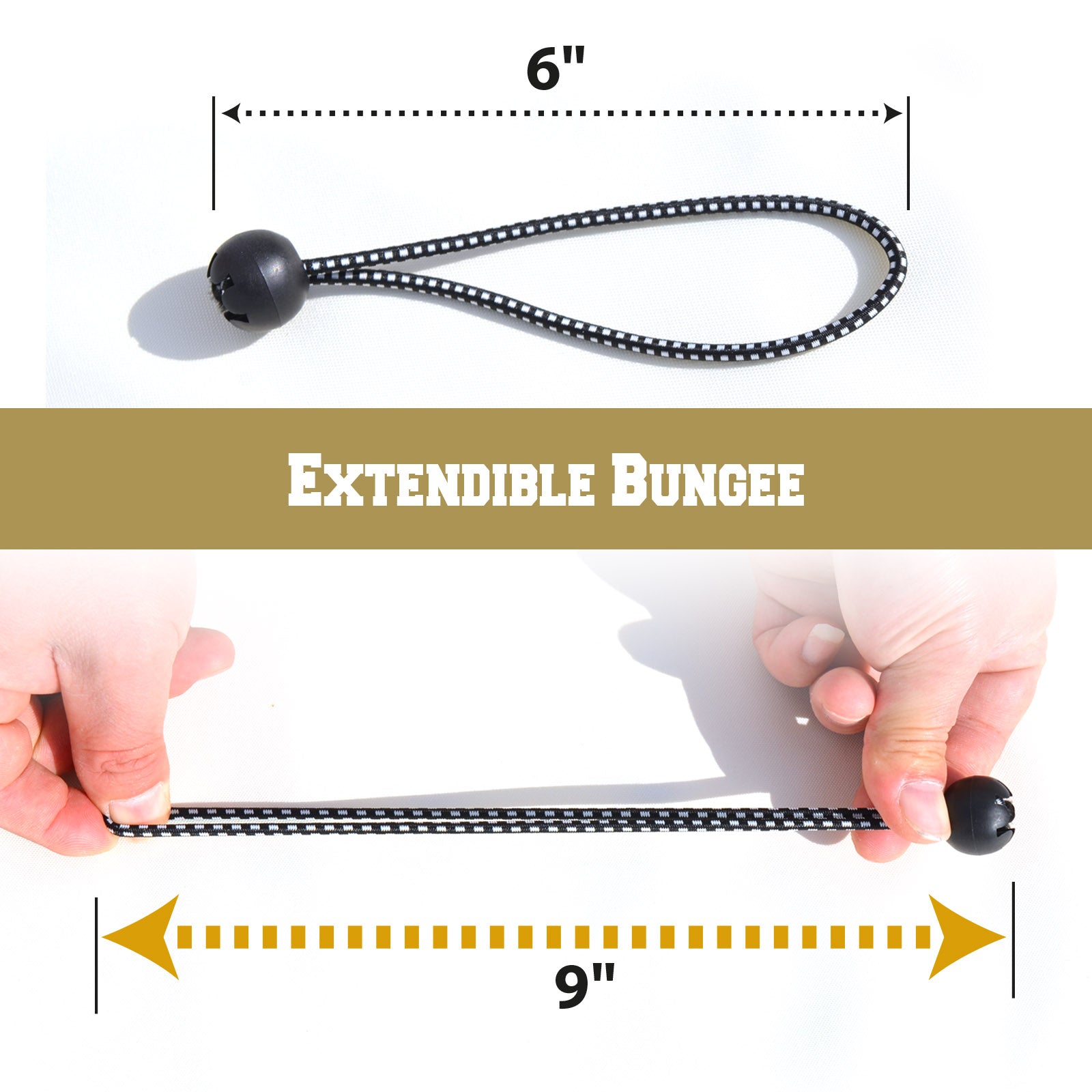 SUNRISEUMBRELLA Ball Bungees Cord Tarp Party Tent Tie Downs Bungee Canopy Gazebo Straps (6", 26Pcs, Black and White)