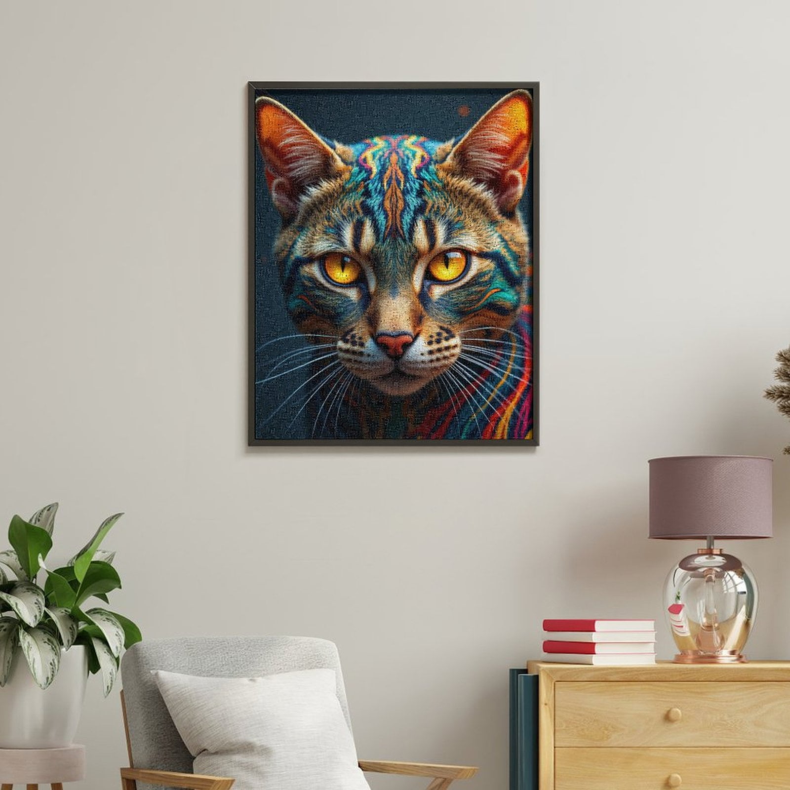Paint By Numbers Kit for Adults Beginner - Vivid Colorful Cat Portrait Art DIY Canvas Painting Kits for Adults, Frameless Paint By Number for Adults for Home Wall Decor 16x20 Inch