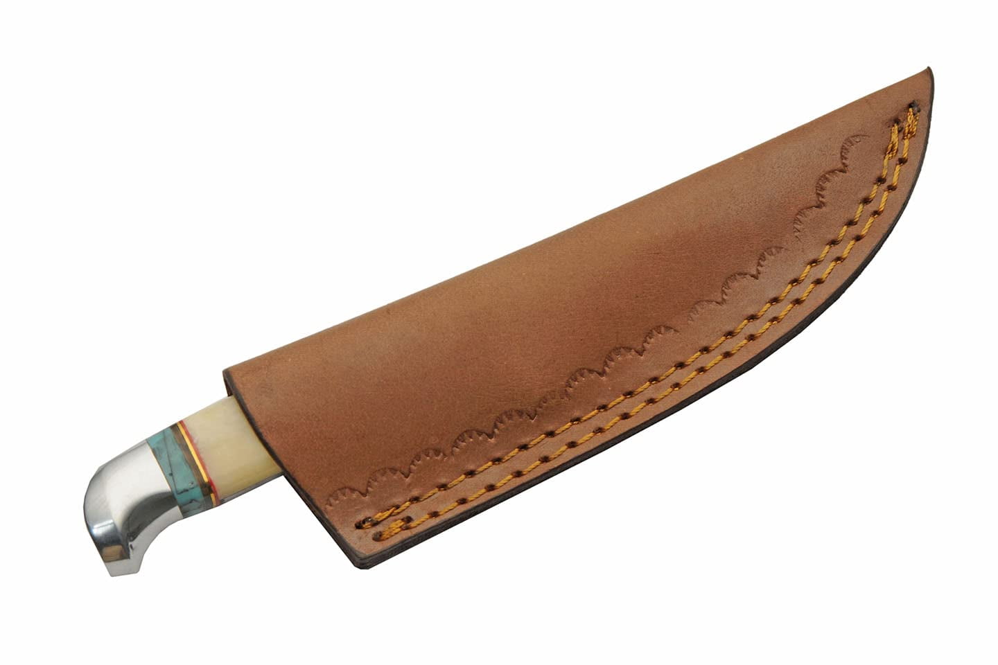 SZCO Supplies 8" Bone and Resin Handle Outdoor Fixed Blade Utility Knife with Leather Sheath
