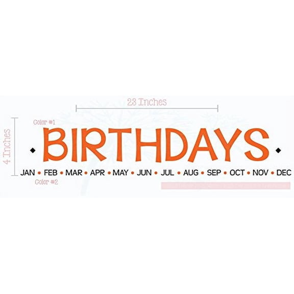 Birthday Celebration Sticker Decals DIY Board Family Wall Home Décor, 23 X 4 , Orange, Black