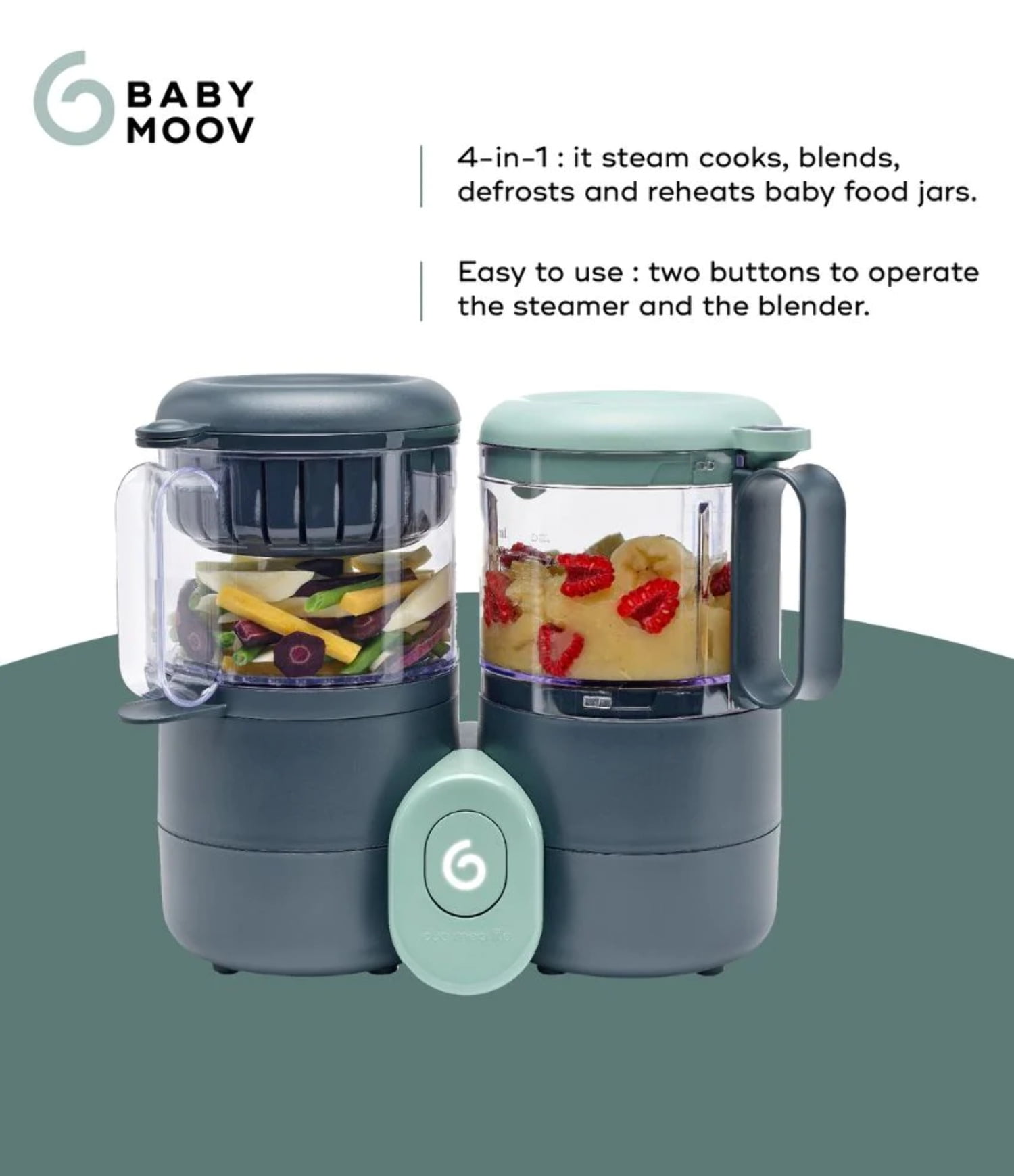 Babymoov Nutribaby - 5 in 1 Baby Food Maker with Steam Cooker, Blend &  Puree, Warmer, Defroster, Sterilizer (Zen) 