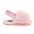 thumbnail image 5 of Girls Sandals Toddler, Faux Fur Slides with Elastic Back Strap Flats Shoes for Kids Baby Infant Girls Soft Sole Shoes Plush Sandal, 5 of 5