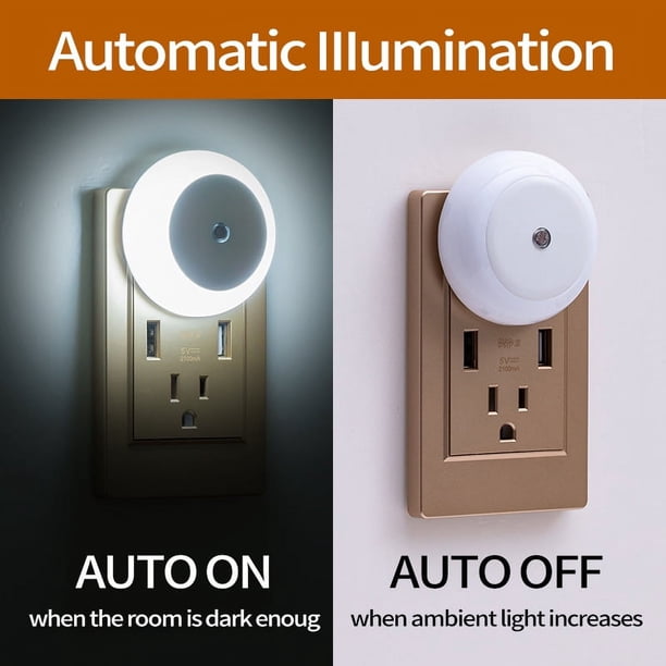 Lámpara con sensor de control de luz inteligente redonda, luz nocturna, luz blanca, luz azul, luz roja, luz cálida, luz ámbar, hogar inteligente.