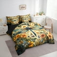 thumbnail image 4 of Manfei Mystic Hippie Dragonfly Bedding Comforter Set 7pcs for Kids, Rustic Groovy Floral Queen Bedding Sets, Tribal Bohemian Style Reversible Queen Sheet Sets, Breathable Home Decor, 4 of 8