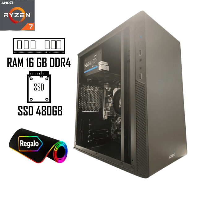 PC gamer Ryzen 7 5700G AMD SSD 480GB RAM de 16GB