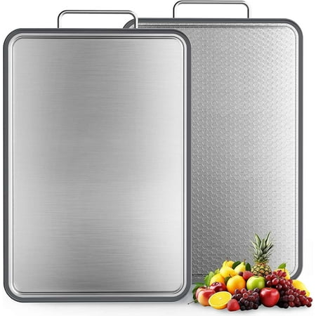 Double-Sided Stainless Steel Cutting Board for Kitchen, 17''×11'' Scratch-Resistant Cutting Board for Meat, Vegetables & Fruits, Rust-Resistant Chopping Board with Juice Groove on Both sides