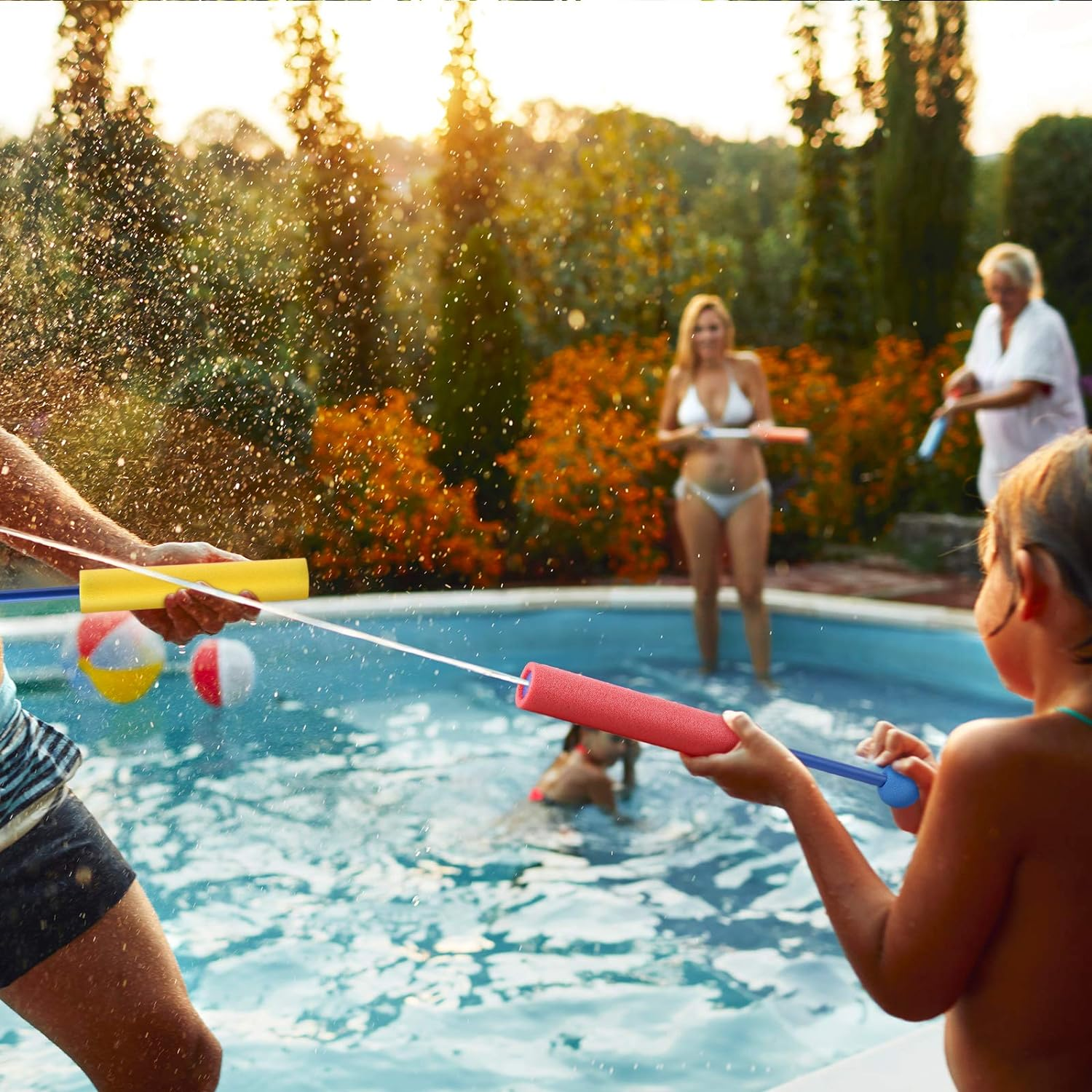 12 Pack Water Blaster Super Soaker Blaster Set for Kids Adult, 30ft Water Blaster with Plastic Handle, Perfect Water Toy for Outdoor Swimming Pool Beach