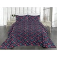 thumbnail image 2 of Ambesonne Floral Quilted Bedspread Set 3 Pcs, Asian Floral Pattern Night, Queen, Scarlet White Indigo, 2 of 4