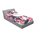 thumbnail image 3 of Floral Bedding Set with Sheet & Covers, Flowers in Watercolor Style Effect Illustration of Peonies Spring Inspired Print, Printed Bedroom Decor 2 Shams, 4 Sizes, Dark Blue Red, by Ambesonne, 3 of 3