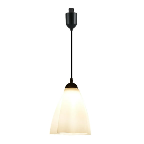 Kiven J-Type Track Lighting Light fixture,1-Light Modern Juno Track Pendant Light with Built-in Cable Wrapper and Glass Lampshade, Adjustable Length for Bedroom Kitchen Shop