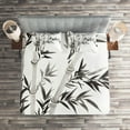 thumbnail image 2 of Ambesonne Asian Themed Quilted Coverlet 3 Pcs, Traditional Leaves, King Size, White and Grey, 2 of 2