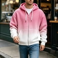 thumbnail image 2 of XIAOCHA Mens Zip Up Hoodie Ombre Waffle Knit Hoodies Street Casual Hooded Sweatshirt, Light Pink, Sizes XXXXXL, 2 of 4