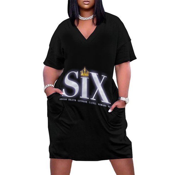 Six the Musical Logo vestido de bolsillo suelto para mujer vestido largo con velo