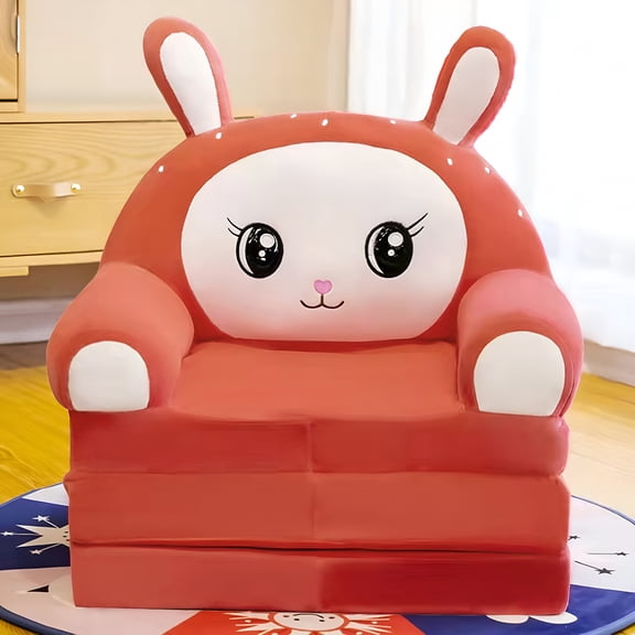 LAMIRO Toddler Chairs Plush Foldable Kids Sofa Backrest Armchair 2 In 1 Cute Cartoon Lazy Sofa Children Flip Open Sofa Bed For Without Liner Filler Bean Bag Chair Multi-Color