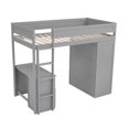 thumbnail image 4 of Wood Twin Size Loft Bed with Wardrobes and 2-Drawer Desk with Cabinet, Gray, 4 of 14