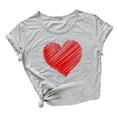 thumbnail image 1 of Hauts d'Été pour Femmes 2023 Hauts pour Femmes Col Rond Manches Courtes T-Shirt Imprimé en Forme de Cœur Chemise Décontractée Blouse, 1 of 3
