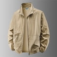 thumbnail image 2 of GrmtClth Mens Thin Lightweight Stand Collar Zip Front Jacket Casual Breathable Windbreaker Sun Protection Coat Quick Dry Design For Daily Commute Street Wear Khaki XL, 2 of 5
