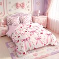 thumbnail image 2 of Manfei Pink Bowknot 7-Piece King Bedding,Cute Cherry Pattern King Bed in a Bag,Pink Reversible, 2 of 7